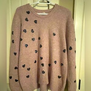 ESQUALO SEQUIN HEART SWEATER